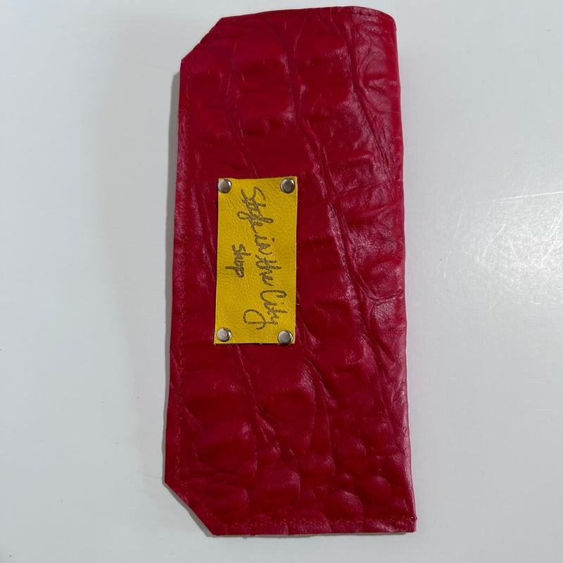 Small Red Leather Eyewear Pouch