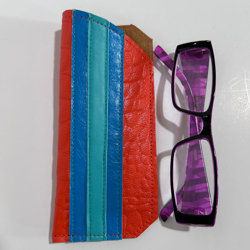 Small Orange Leather Eyewear Pouch