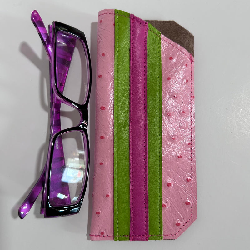 Small Pink Leather Eyewear Pouch