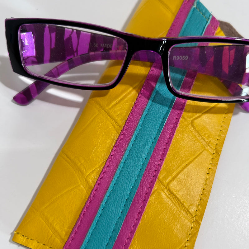 Small Yellow Leather Eyewear Pouch