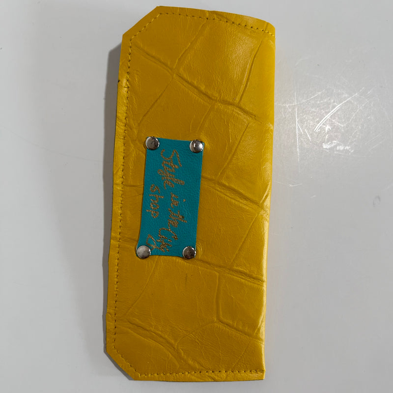 Small Yellow Leather Eyewear Pouch