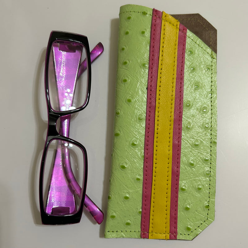 Small Light Green Leather Eyewear Pouch